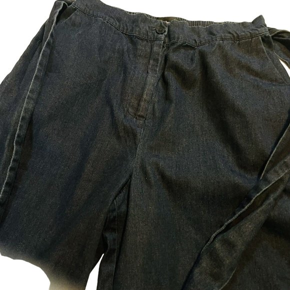 Mossimo Womens Dark Blue Light Denim Capri Pants Size S Front Belted High Waist - Picture 7 of 9